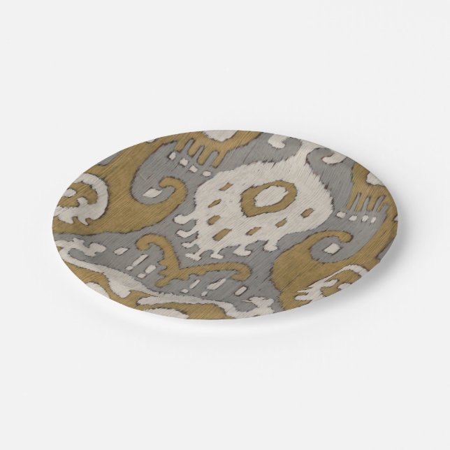 Ochre Ikat II Pappteller (Schrägansicht)