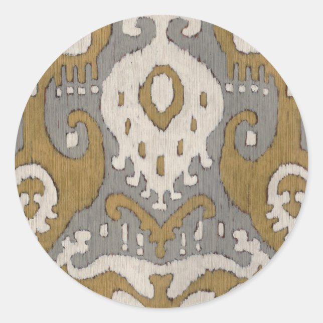 Ochre Ikat II Runder Aufkleber (Vorderseite)