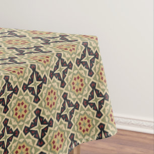 Ochre Mustard Yellow Olive Green Black Tribal Art Tischdecke