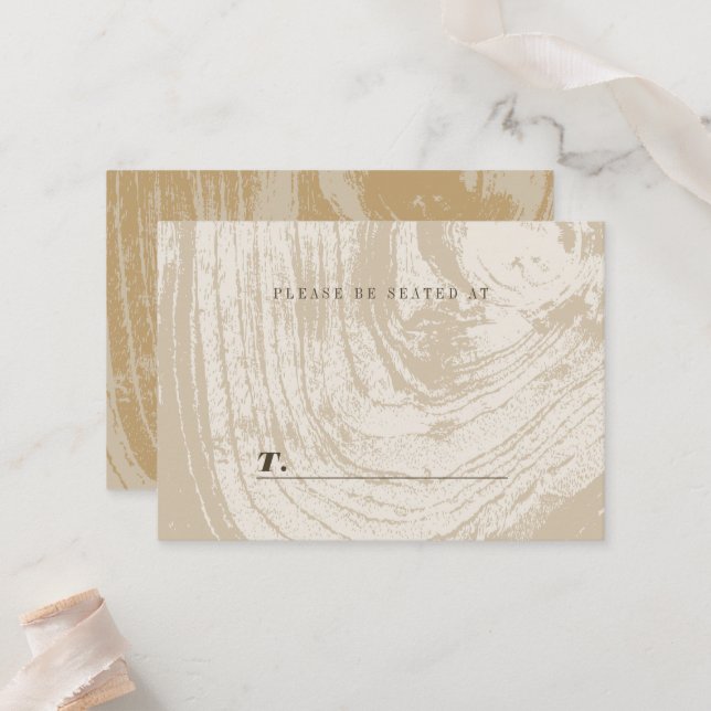 Ochre Rustic Woodgrain Herbstliche Hochzeit im Her Platzkarte (Vorderseite/Rückseite Beispiel)