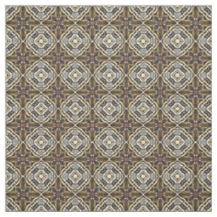 Ochre Taupe Brown Gray Bali Batik Style Muster Stoff