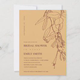 OCHRE YELLOW LINIE ZEICHNEND FLORA BRAUTPARTY CARD DANKESKARTE