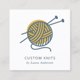 OCHRE YELLOW NAVY GRAU KNITTING WOOL YARBALL QUADRATISCHE VISITENKARTE