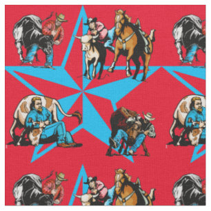 Ochse-Wrestling-Cowboy-Rodeo-Western-Gewebe Stoff