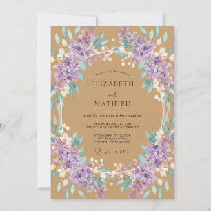 Ocker-Amethyst-Blatt-Hochzeit Einladung