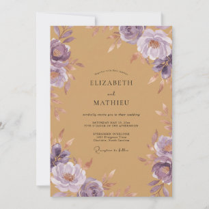 Ocker Amethyst Blütenblatt Hochzeit Einladung
