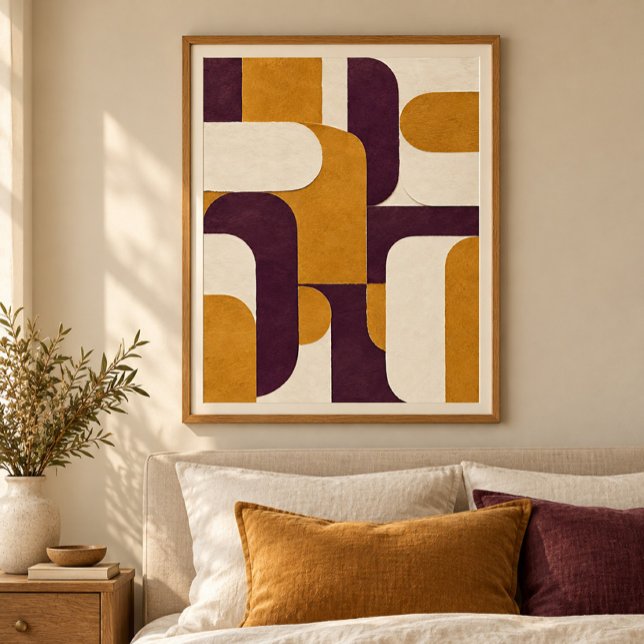 Ocker-Domino-Web-Kunstprint Poster (Styled display of Ochre Domino Weave Art Print. Frame, mat and furnishings shown for illustration; select framing options separately.)