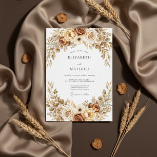 Ocker-Erdene Botanische Hochzeit Einladung