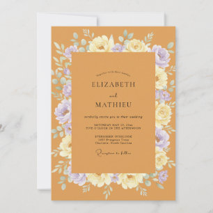 Ocker-Lavendel-Kranz-Hochzeit Einladung