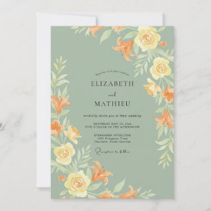 Ocker-Moos-Blatt-Hochzeit Einladung