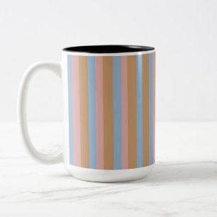 Ocker, Rosa und blaue Streifen  Zweifarbige Tasse