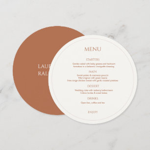 Ocker- und Elfenbeingerichte, Mit Monogramm Round Menükarte