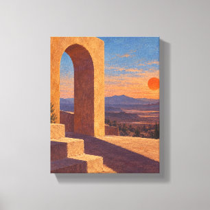 Ocker-Wüstenbogen bei Persimmon-Sonnenuntergang Leinwanddruck