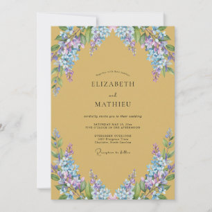 Ockerblaue Wisteria-Hochzeit Einladung
