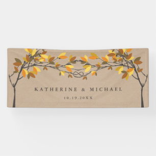 Ockerbraune verknotete Liebesbäume Herbst Hochzeit Banner