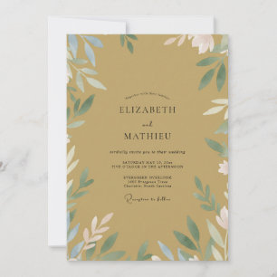 Ockerfarbene Goldene Weinrebe Hochzeit Einladung