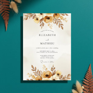 Ockerfarbene herbstliche malerische Hochzeit Einladung