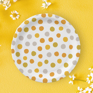 Ockerfarbene Polka-Dots-Papierplatte Pappteller