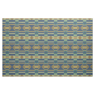 Ockergelbes Orange Aquamarin-blaugrünes Ethnic-Loo Stoff