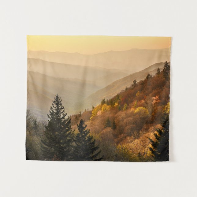 Oconaluftee Valley Aussicht | North Carolina Wandteppich (Vorderseite (Horizontal))