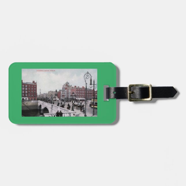 O'Connell Bridge, Dublin, Irland, Vintag Style Gepäckanhänger (Vorderseite horizontal)