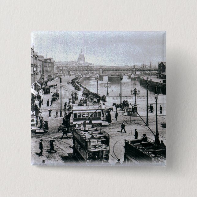O'Connell-Brücke und der Fluss Liffey, Dublin Button (Vorderseite)