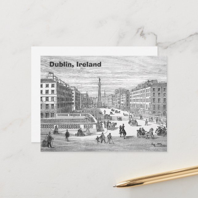 O'Connell Street Vintag Dublin Ireland Postcard Postkarte (Vorderseite/Rückseite Beispiel)