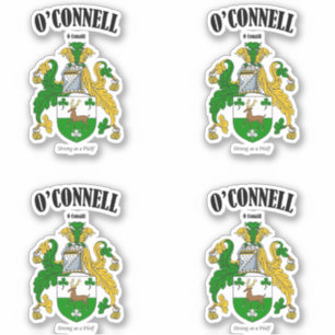 O'Connell Wappen Irish Translation & Meaning (x4) Aufkleber