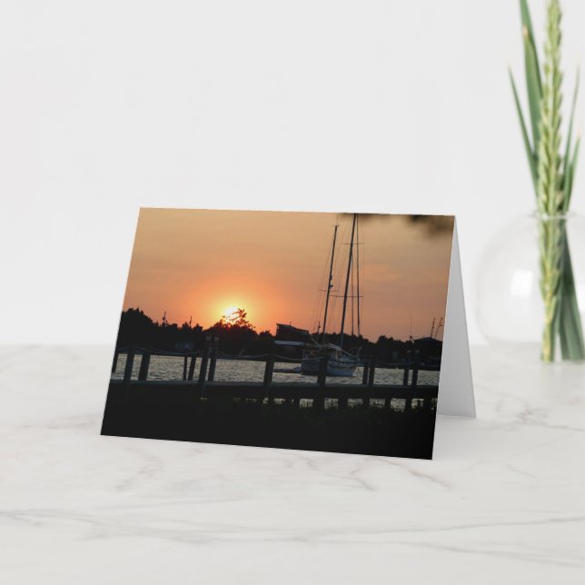 Ocracoke Hafen-Sonnenuntergang 2 Karte (Vorderseite)