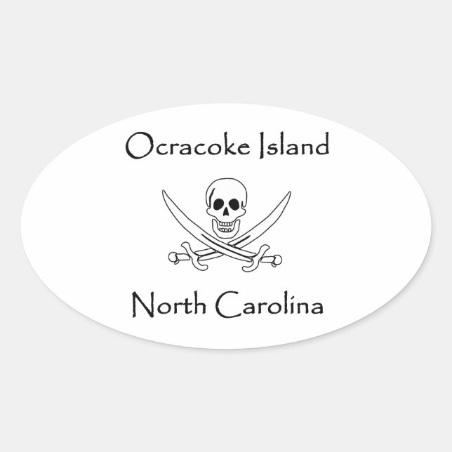 Ocracoke Island North Carolina Pirate Logo Ovaler Aufkleber (Vorderseite)