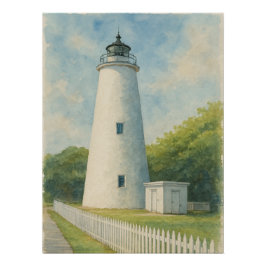Ocracoke Leuchtturm Aquarell Poster