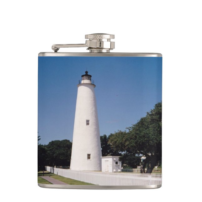 Ocracoke-Leuchtturm Flachmann (Vorderseite)