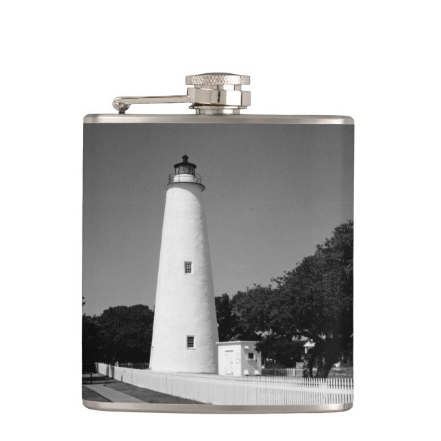 Ocracoke-Leuchtturm Flachmann (Vorderseite)