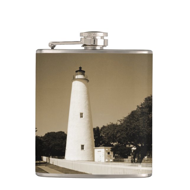 Ocracoke-Leuchtturm Flachmann (Vorderseite)