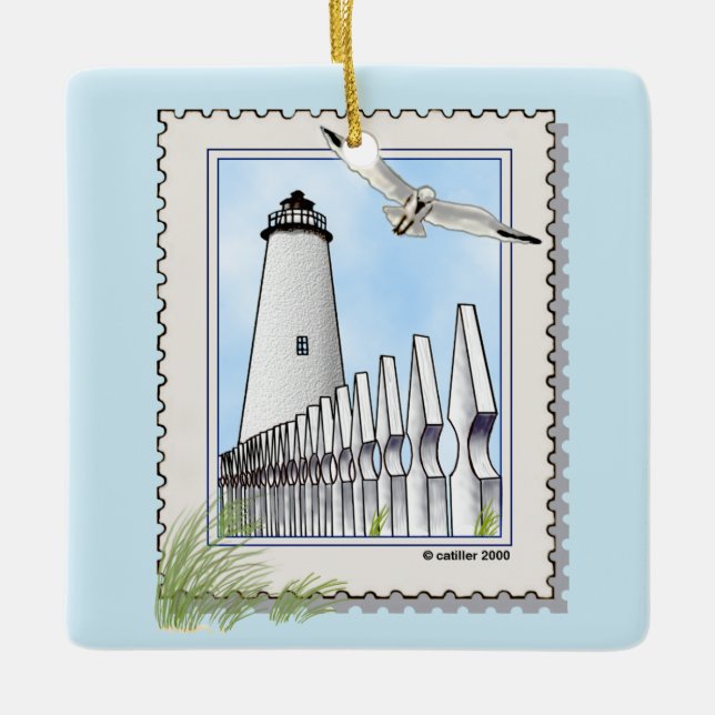 Ocracoke Leuchtturm quadratische Ornamente (Vorderseite)