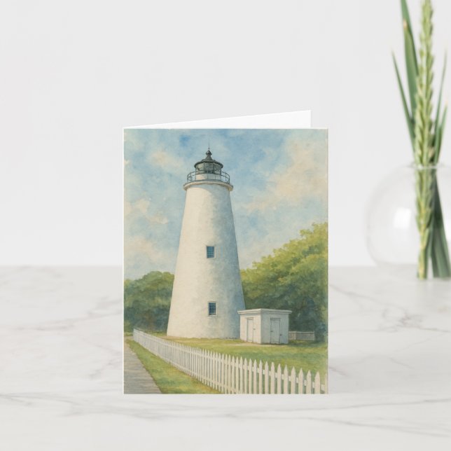 Ocracoke Lighthouse Wasserfarbe (Vorderseite)