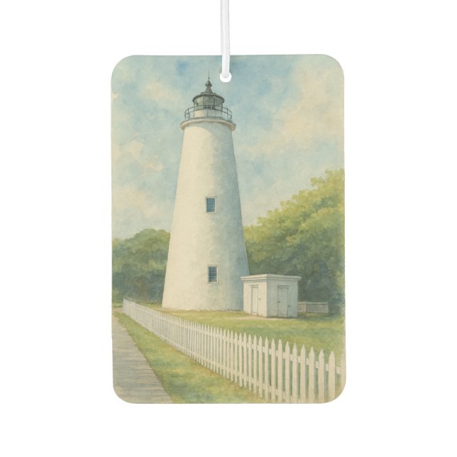 Ocracoke Lighthouse Watercolor Autolufterfrischer (Vorderseite)