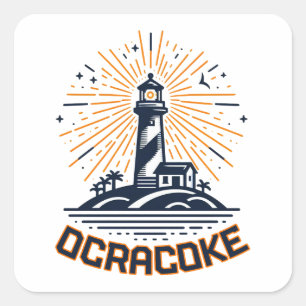 Ocracoke North Carolina Leuchtturm Sonnenaufgang Quadratischer Aufkleber