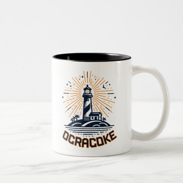 Ocracoke North Carolina Lighthouse Sunrise Zweifarbige Tasse (Rechts)