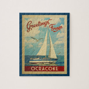 Ocracoke Segelboot-Vintage Reise Nord-Carolina