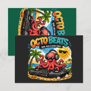 Octo Beats Lustige DJ-Oktopus-Strandparty Dankeskarte