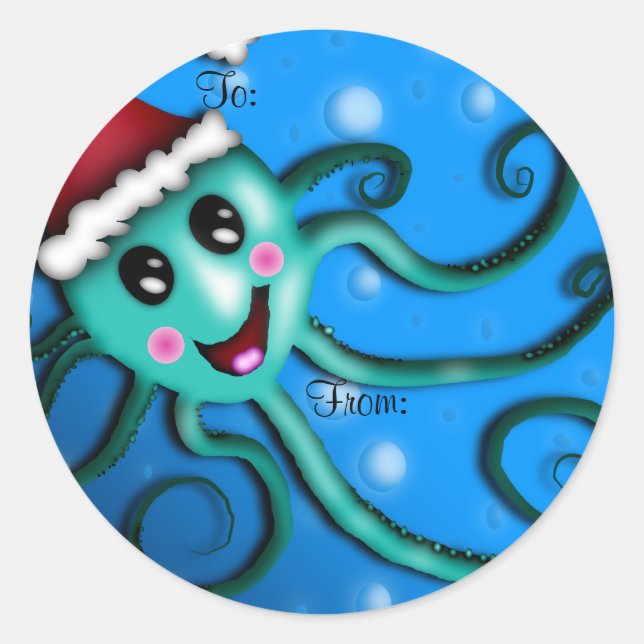 Octo Claus, étiquette de cadeau (Devant)