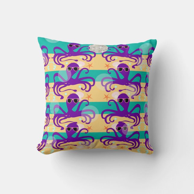 Octo Party Octopus Muster Fun Cartoon Art Kissen (Vorderseite)