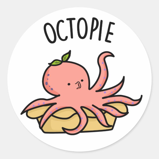Octo-Pie Funny Octopus Pie Pun Runder Aufkleber (Vorderseite)