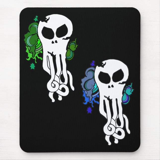 Octo-Skull-grüne Kopie, Octo-Skull-Blau Mousepad (Vorne)