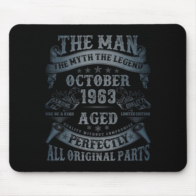October 1963 62 Year Old Bday For Men 62nd Birthda Mousepad (Vorne)