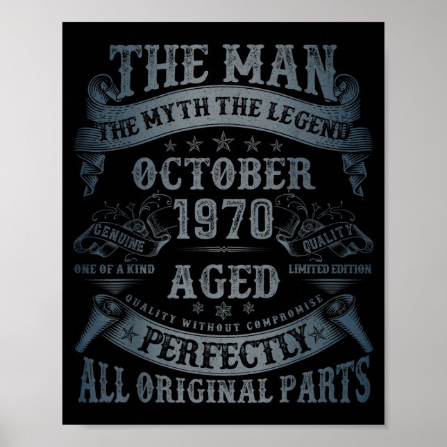 October 1970 55 Year Old Bday For Men 55th Birthda Poster (Vorne)