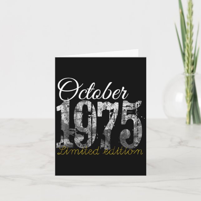 October 1975 Tee 50 Year Old Shirt 1975 50th Birth Karte (Vorderseite)