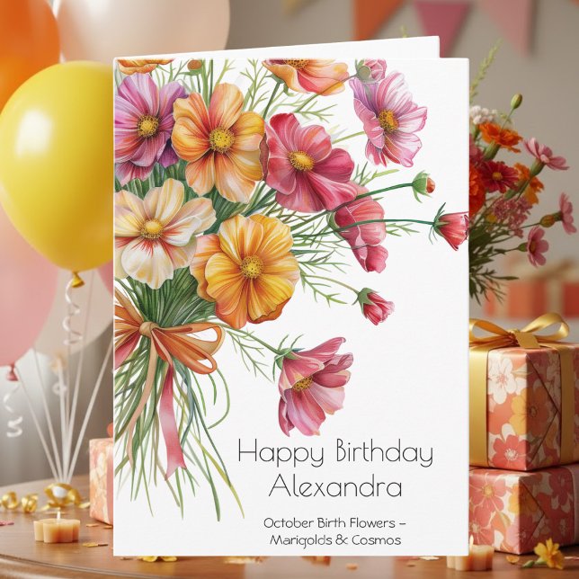 October Birth Month Flowers Happy Birthday Karte (Von Creator hochgeladen)