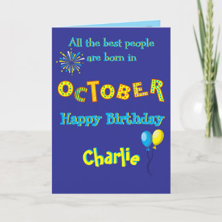 October Birthday Folded Greeting Card Karte